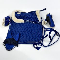 Eyer Altı Set, Eyer Altı Tam Ful Set, Küp Desenli İpek Kadife Eyer Altı Set Full